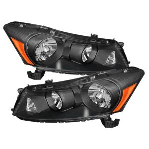 Honda Accord 08-12 Xtune 4Dr Amber Crystal Headlights - Black