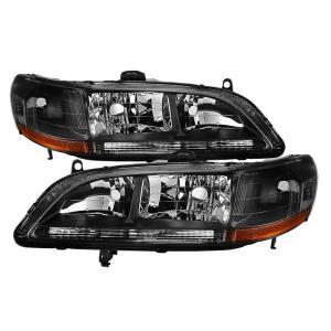 Honda Accord 98-02 Xtune Amber Crystal Headlights - Black