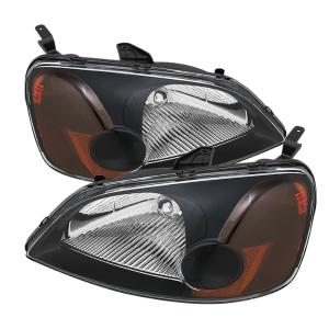 Honda Civic 01-03  2/4Dr Xtune Amber Crystal Headlights - Black