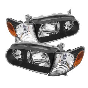 Toyota Corolla 01-02 Xtune Crystal Headlights with Amber Corner Lights - Black