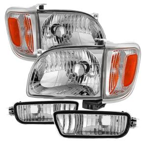 Toyota Tacoma 01-04 Xtune Crystal Headlights with Amber Corner & Side Marker Lights 6pcs - Chrome