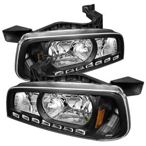 Dodge Charger 06-10 Xtune LED Crystal Headlights - Black (1-Piece)