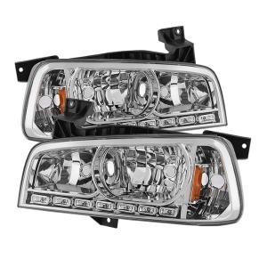 Dodge Charger 06-10 Xtune LED Crystal Headlights - Chrome (1-Piece)