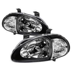 Honda Del Sol 93-97 Xtune Crystal Headlights - Black (1-Piece)