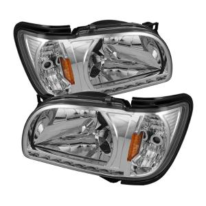 Toyota Tacoma 01-04 Xtune 1 Piece with Black Trim Corner Crystal Headlights - Chrome