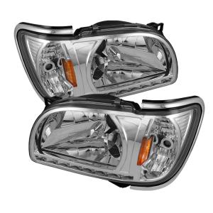 Toyota Tacoma 01-04 Xtune 1 Piece with Chrome Trim Corner Crystal Headlights - Chrome