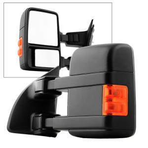 Ford F250 SuperDuty 99-14, Ford F350 SuperDuty 99-14 Xtune Manual Extendable - Manual Adjust Mirror with LED Signal Amber - LEFT