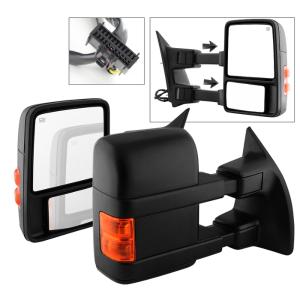 Ford F250 Superduty 08-14, Ford F350 Superduty 08-14 Xtune L&R Manual Extendable - POWER Heated Adjust Mirror with LED Signal Amber