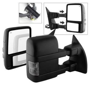 Ford F250 Superduty 08-14, Ford F350 Superduty 08-14 Xtune L&R Manual Extendable - POWER Heated Adjust Mirror with LED Signal Smoke