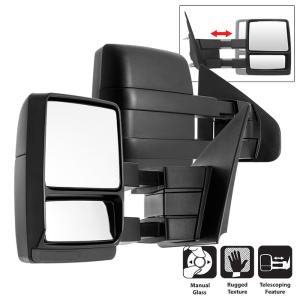 Ford F250 Super Duty Truck 1999-2010, Ford F350 Super Duty Truck 1999-2010, Ford Excursion 2000-05 Xtune MANUAL Telescoping Mirrors - Pair