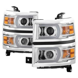 Chevy Silverado 1500 14-15 Xtune Projector Headlights - Light Bar DRL - Chrome