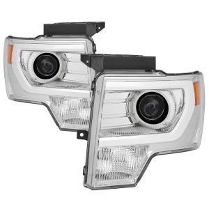 Ford F150 09-14 Halogen Model Only ( Not Compatible with Factory Xenon/HID Model ) Xtune Projector Headlights - Light Bar DRL - Chrome