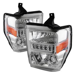 Ford F250 Super Duty 08-10, Ford F350 Super Duty 08-10 Xtune Projector Headlights - LED Halo- Chrome