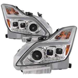 Infiniti G37 G37X Coupe (non-AFS) HID Models Only 2008-2015 ( Not Fit Halogan & Models With AFS ) Xtune DRL Light Bar Projector Headlights with Sequential Turn Signal - Chrome