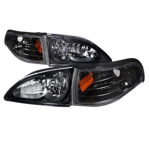 Spec D Euro Headlights with Corner Lights (Black)