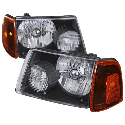 Spec D Headlights + Corner Lights - Euro, Black Color