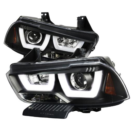 Spec D Projector Headlights - Dual-U Halo LED, Black Color