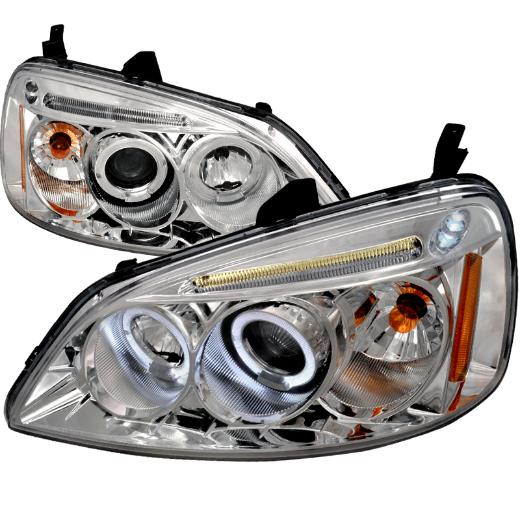 Spec D LED Halo Projector Headlights (Chrome)