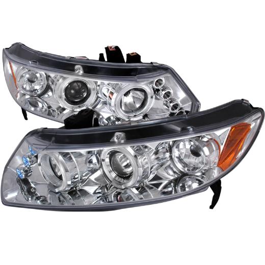 Spec D LED Halo Projector Headlights (Chrome)