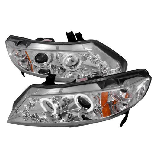 Spec D LED Halo Projector Headlights (Chrome)