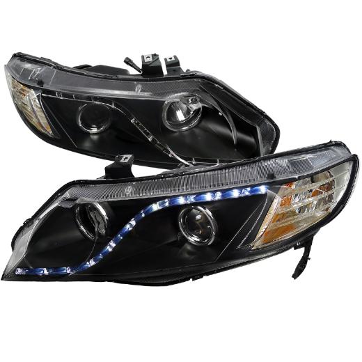 Spec D R8 Style Projector Headlights (Black)