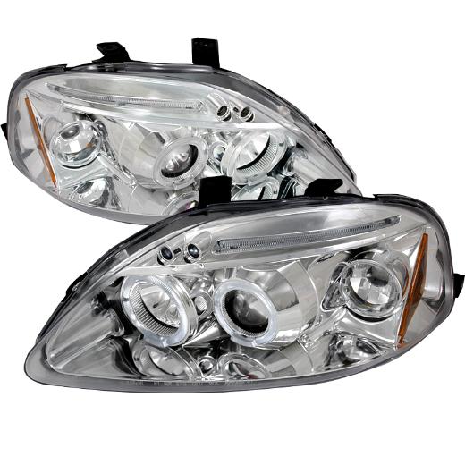 Spec D LED Halo Projector Headlights (Chrome)