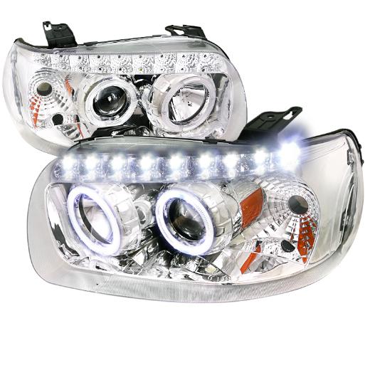 Spec D Projector Headlights - Halo LED, Chrome Color