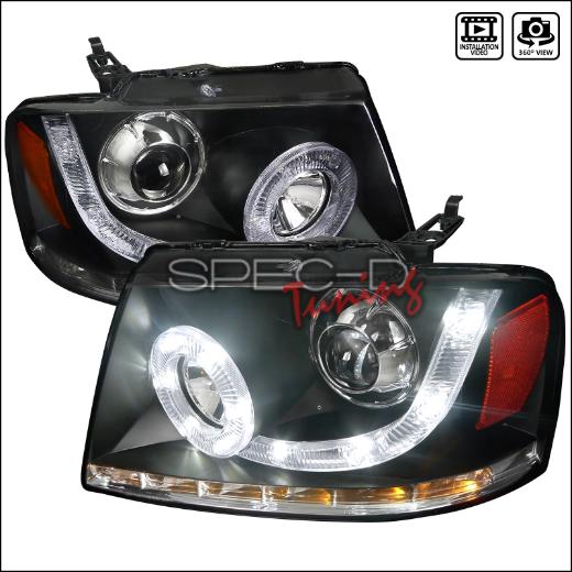 Spec D 04-08 Ford F150 Projector Headlights Black