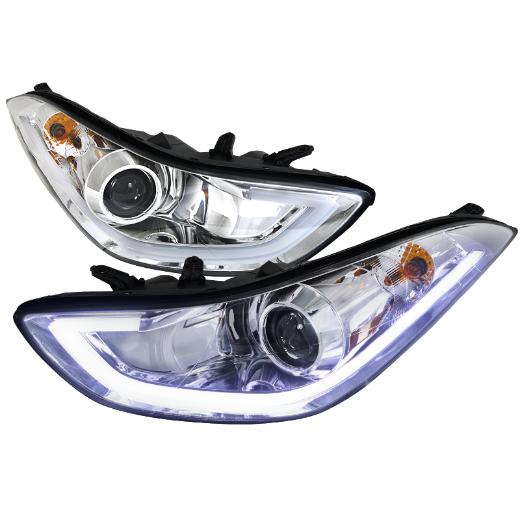 Spec D Projector Headlights - LED DRL, Chrome Color