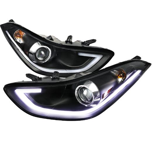 Spec D Projector Headlights - LED DRL, Black Color