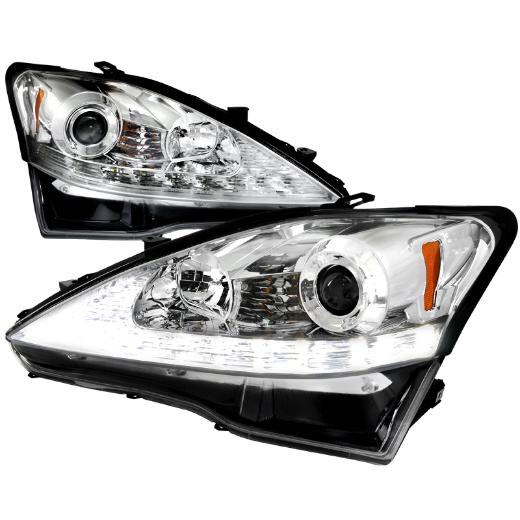 Spec D Projector Headlights - LED DRL, Chrome Color