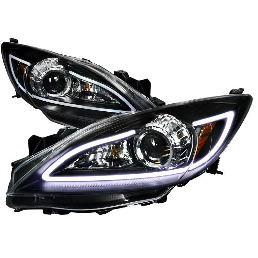 Spec D Projector Headlights - LED DRL, Black Color