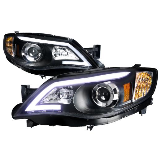 Spec D Projector Headlights - LED DRL, Black Color