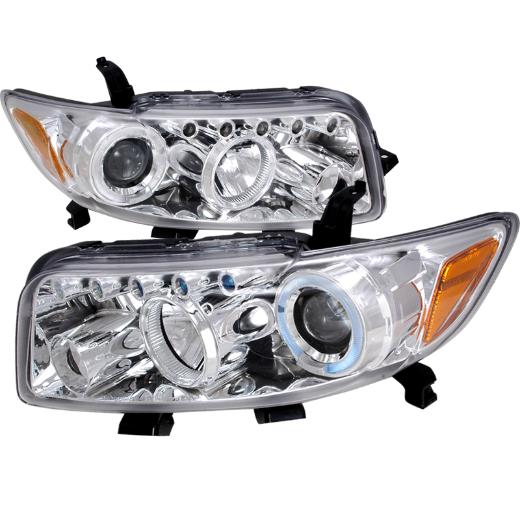 Spec D R8 Style LED Halo Projector Headlights (Chrome)