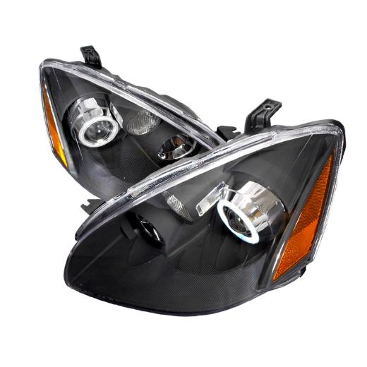 Spec D Projector Headlights - Halo, Black Color