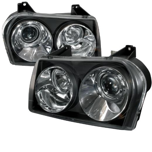 Spec D Projector Headlights - Halo, Black Color