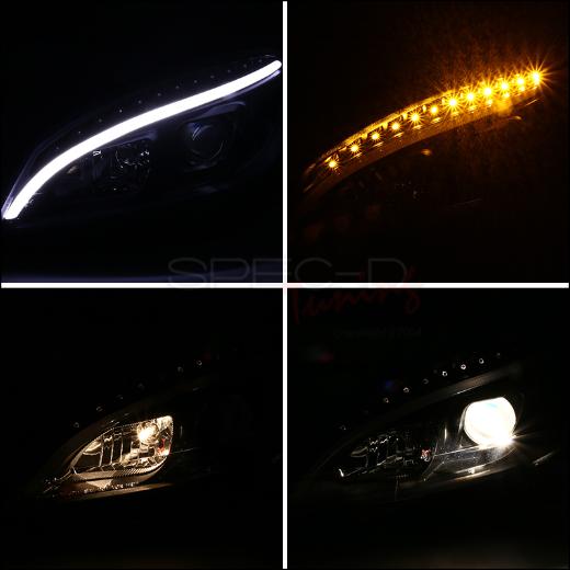 Spec D DRL LED Projector Headlights Black