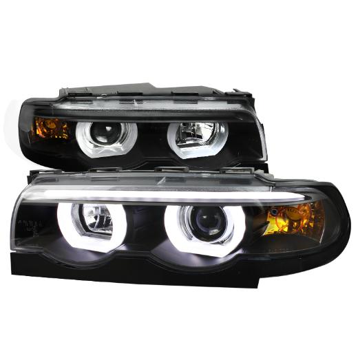 Spec D Projector Headlights - Halo LED, Black Color