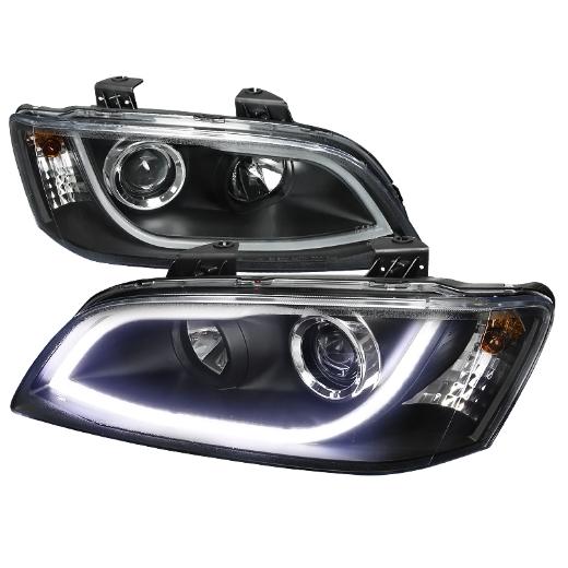 Spec D Projector Headlights - LED DRL, Black Color