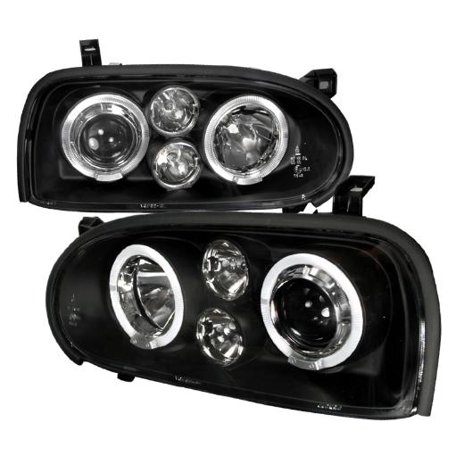 Spec D Projector Headlights - Dual Halo, Black Color