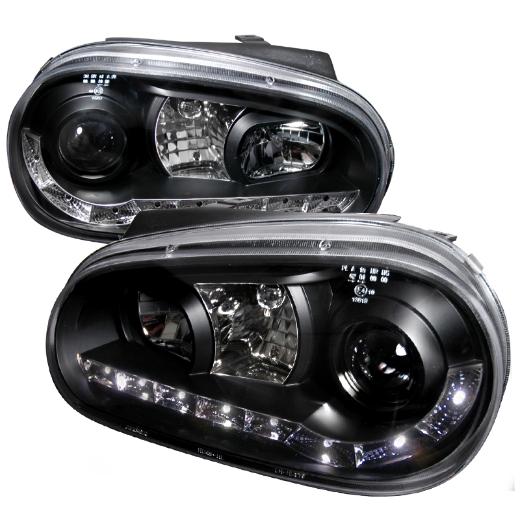 Spec D R8 Style LED Halo Projector Headlights (Black)