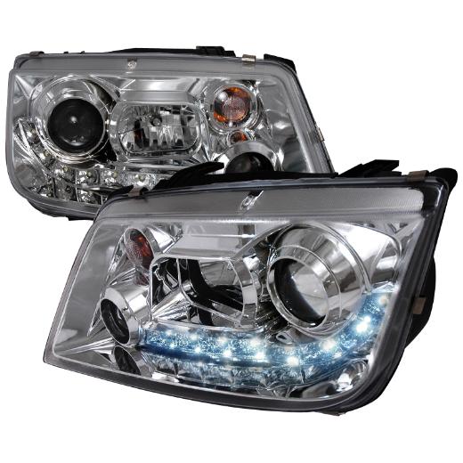 Spec D R8 Style LED Halo Projector Headlights (Chrome)