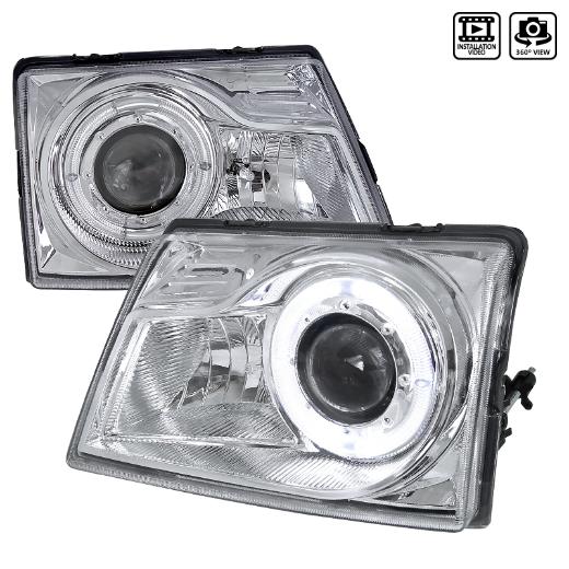 Spec D Projector Headlights - Halo, Chrome Color