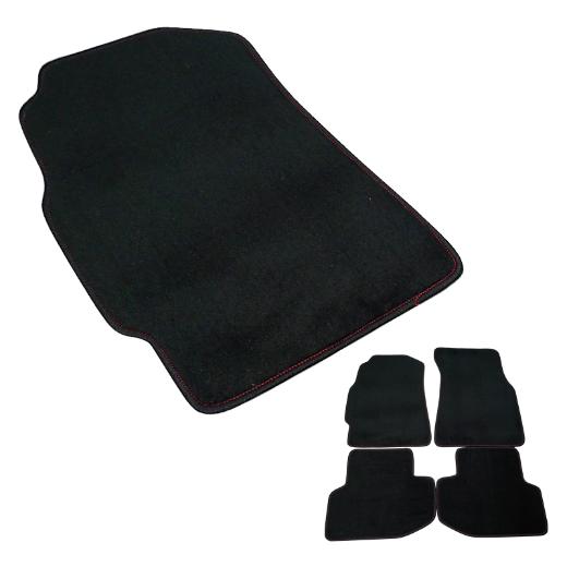 Spec D Floormat Set - Black with Red Stitching