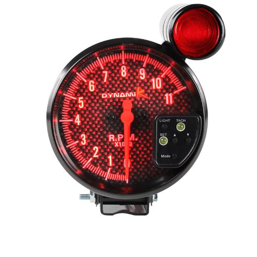 Spec D Tachometer Gauge + Shift Light - 7 Color Carbon Fiber Face Bezel