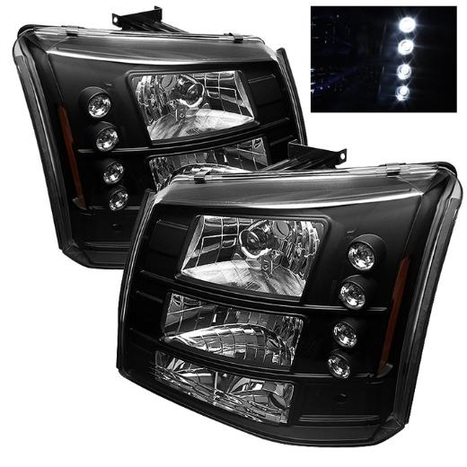 Spyder LED Crystal Headlights With Bumper Lights - Black (1 Piece) 