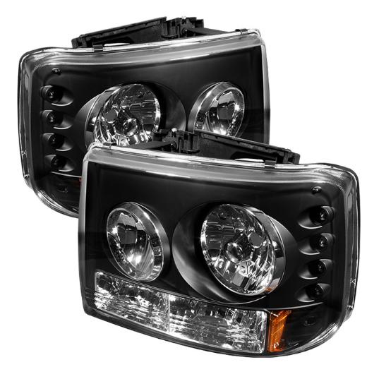 Spyder Crystal Headlights With Bumper Lights  - Black (1 Piece)