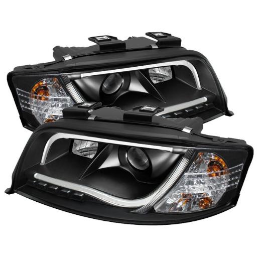 Spyder Light Tube DRL LED Projector Headlights - Black