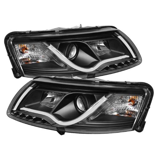 Spyder Light Tube DRL LED Projector Headlights - Black