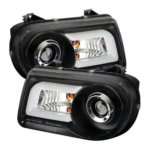 Spyder Projector Headlights - Black, LED DRL